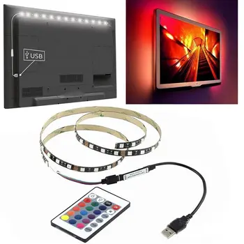

LED Strip Light 5050 USB Mood Light RGB Multi Color TV Backlight 24 Keys Remote Control DC112
