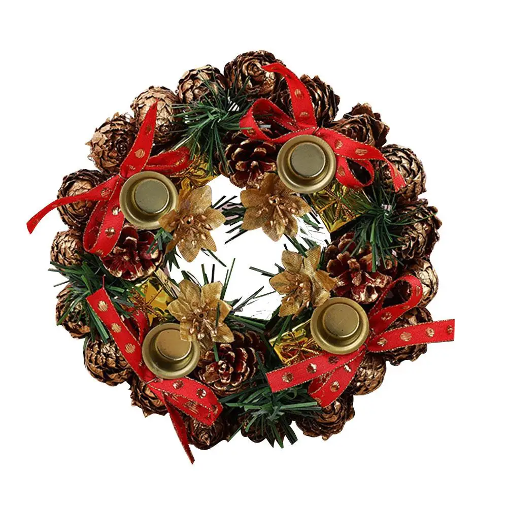 Многофункциональный Рождественский подсвечник, сосновый конус, ягоды, рождественские украшения ручной работы, настольный центр, Рождественский венок, гирлянда, подсвечник - Цвет: 1