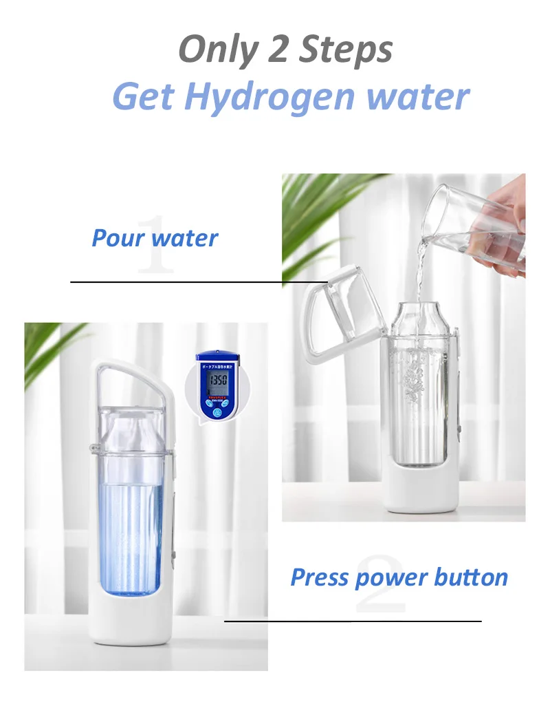 Супер батарея SPE технология Dupont ионная мембрана водород богатый генератор воды бутылка с светодиодный дисплей