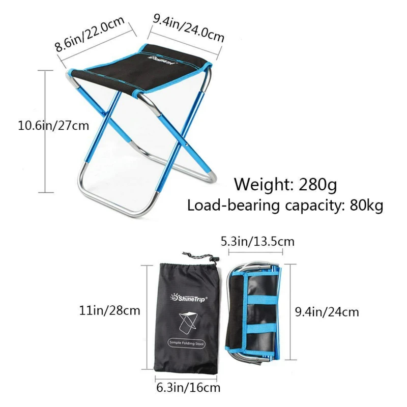 Folding Stool Fishing Chair Lightweight Picnic Camping Chair Foldable Aluminium Cloth Outdoor Portable Outdoor Furniture