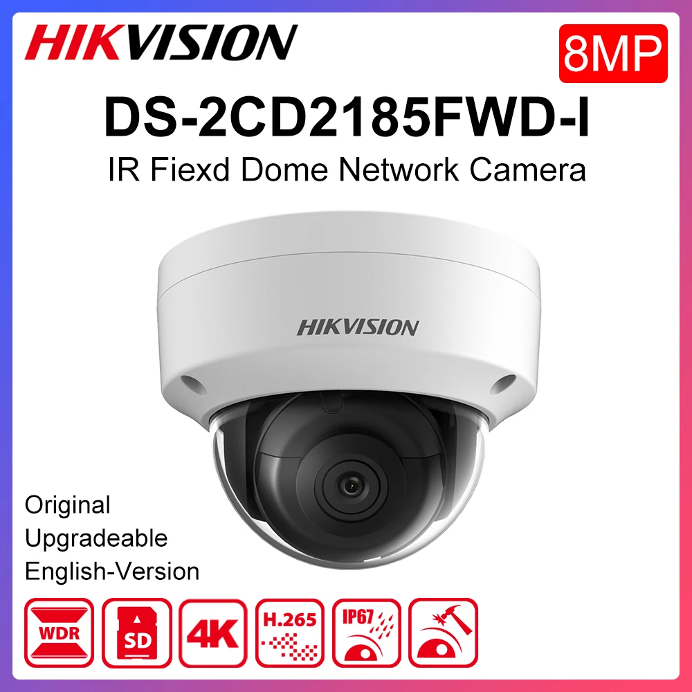 Оригинальный hikvision ip Камера 8mp DS-2CD2185FWD-I 4K Сетевая купольная POE CCTV SD слот для карт