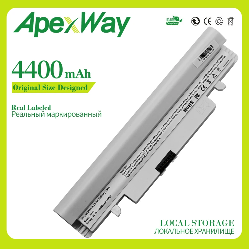 Аккумулятор Apexway для ноутбука Samsung N143 N143P N145 N145P N250 N250P N260 N260P белый 4400 мА/ч