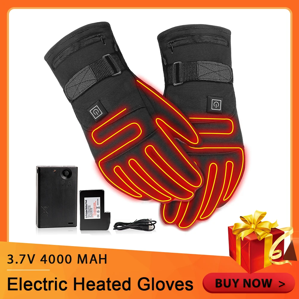 

New Electric Heated Gloves 3.7V 4000 MAh Rechargeable Battery Powered Hand Warmer For Motorcycle Cycling Hunting Fishing Skiing