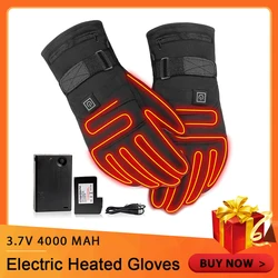 New Electric Heated Gloves 3.7V 4000 MAh Rechargeable Battery Powered Hand Warmer For Motorcycle Cycling Hunting Fishing Skiing