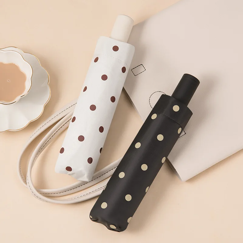 

Polka Dot All-Weather Umbrella Parasol Hipster Umbrella Customizable Procurement Three-fold Umbrella Thick Vinyl Parasol