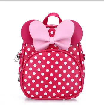 

New Fashion PU Baby Girls Kids Backpack Cartoon Cute Butterfly Knot Minnie Backpack Princess Mini Bag Bow Mouse Ears of 6 colors