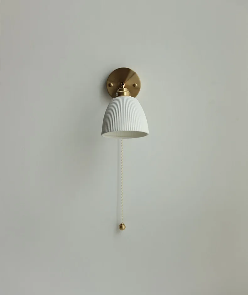 IWHD-Nordic Ceramic Copper Wall Lamp, Candeeiro ao
