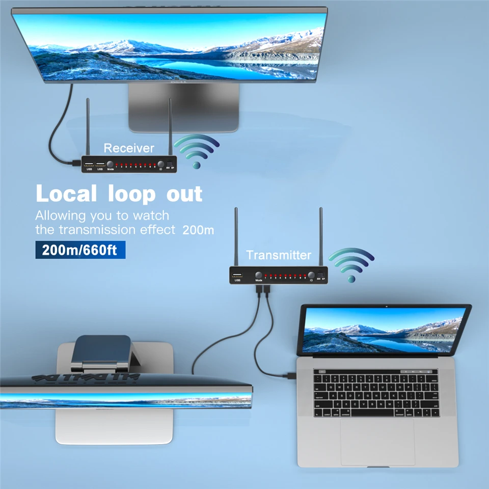 Transmissão de Vídeo sem Fio 200m sem Fio tx + rx com ir Hdmi Transmissor Receptor Wi-fi Antena Extensor Kit 2022 tv - Image 3