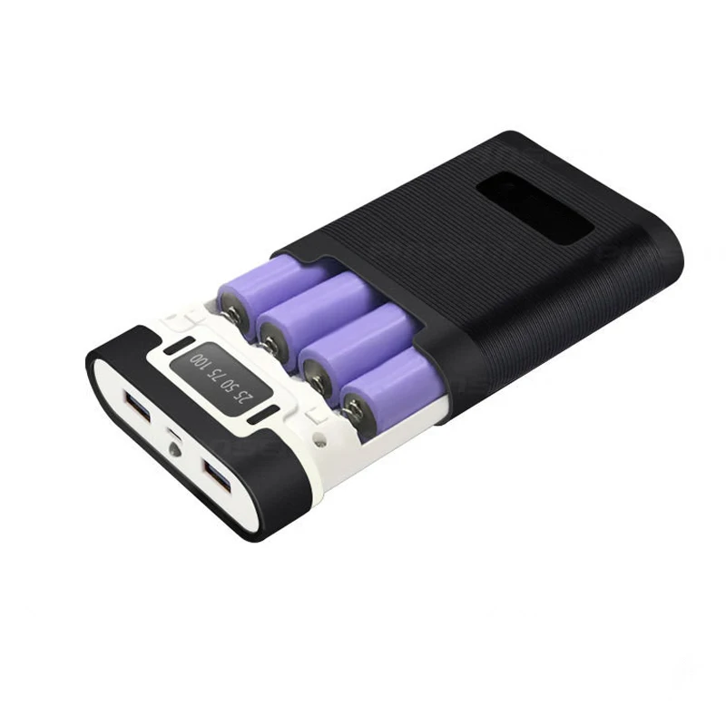 

Dual USB LCD Anti-reverse Portable Power Bank Box 4x18650 DIY Display Battery Charger 5V 2A Powerbank Case with LED Flashlight