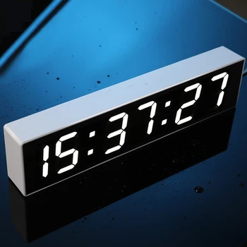 

LCD Digital Alarm Clock Large Screen Temperature Display Mirror Snooze Silent Calendar Electronic Desktop Night Light Clocks