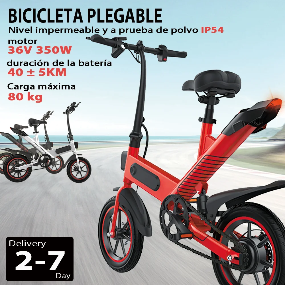 Bicicletta Elettrica Pieghevole 350W Mountain Bike Elettrica Per Adulti 14 Pollici Ebike 25 Km/H Bicicletta Da Neve Beach Cruiser Uomo Ebike