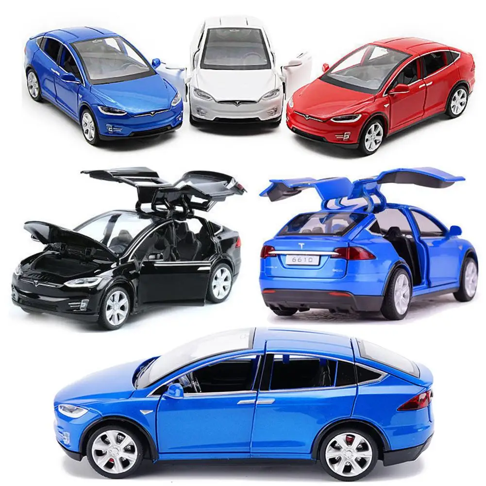 

High Simulation 1:32 Tesla Model X90 Metal Model Car Toy Acousto-optic Pull-back Toy Car With Flashing Music Kids Gift Toys