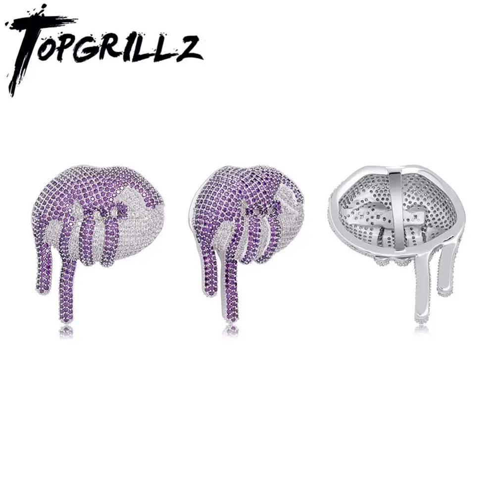 Кулон в виде губ TOPGRILLZ с цветным цирконом цепочка подвеской полным кубическим