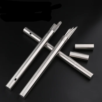 

1PC/Stainless Steel Barbecue Needle Storage jars Outdoor Anti-rust and Stab Wound Round Sign Cylinder Barbecue Supplies