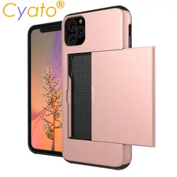 CYATO Spigen Тонкий армированный ударопрочный ТПУ ПК Чехлы для мобильных телефонов с отделением для карт для iPhone 11 Pro Max 2019 X XS XR 8 7 6 6S Plus