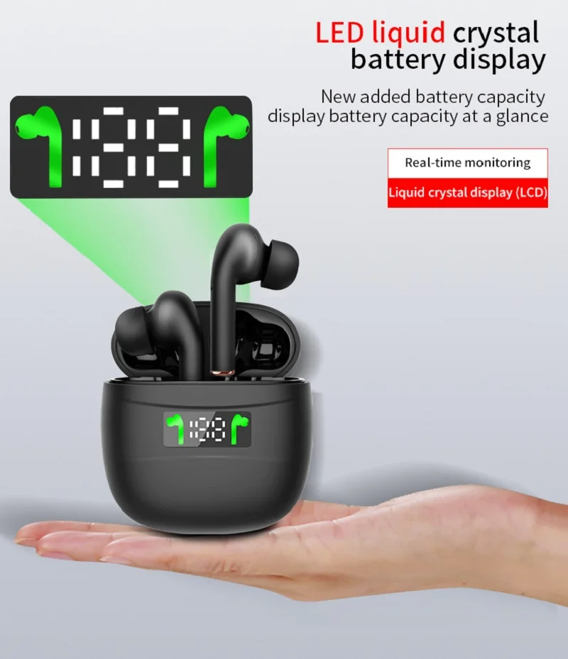 TWS Bluetooth 5 2 наушники беспроводные бас стерео светодиодный дисплей зарядный чехол