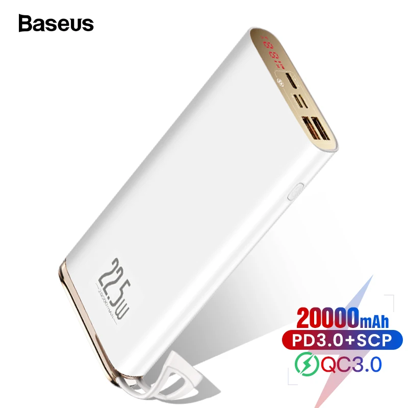 

Baseus Quick Charge 3.0 20000mAh Power Bank USB C PD 5A SCP Powerbank For Huawei Xiaomi iPhone Portable External Battery Charger