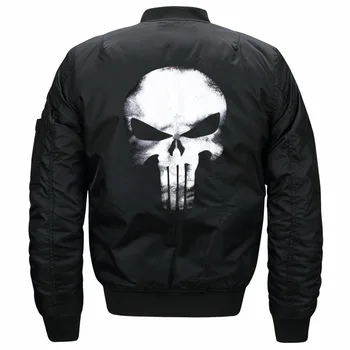 

Autumn Winter Men Flight jacket Air Force One Skull Head Mens Pilot Jackets Fashion Thin Baseball Uniform Hip Hop Streetwear