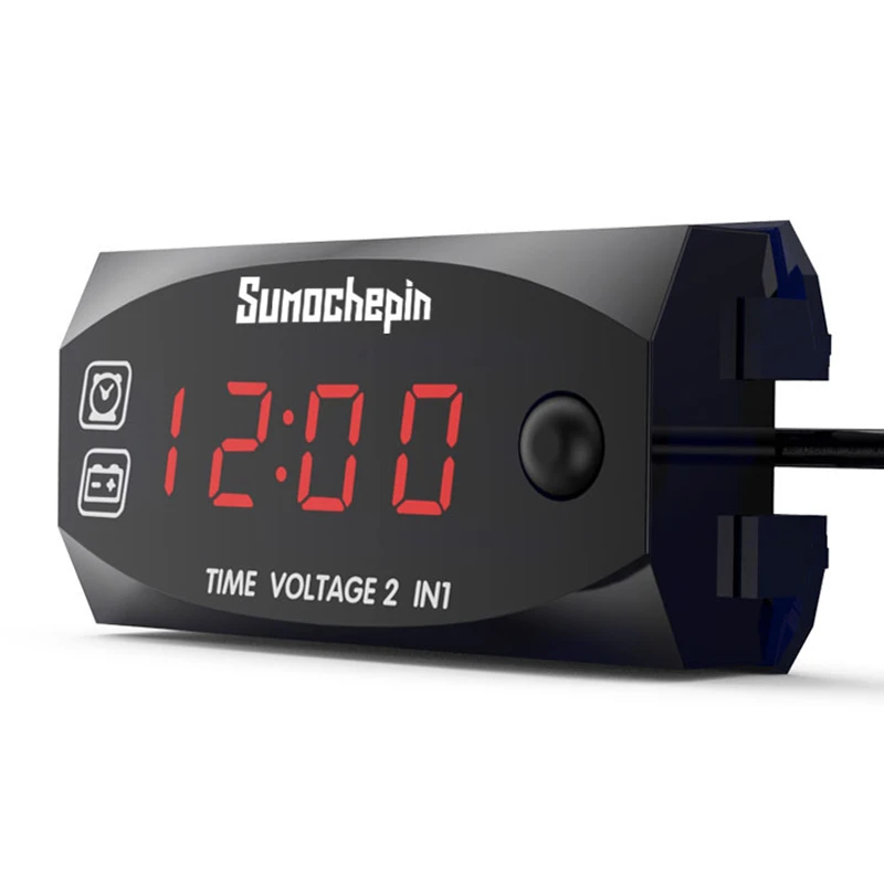 

Universal 2 IN 1 12V LED Car Digital Voltmeter Clock Digital Display Voltage Time Gauge Panel Meter For Car Motorcycle