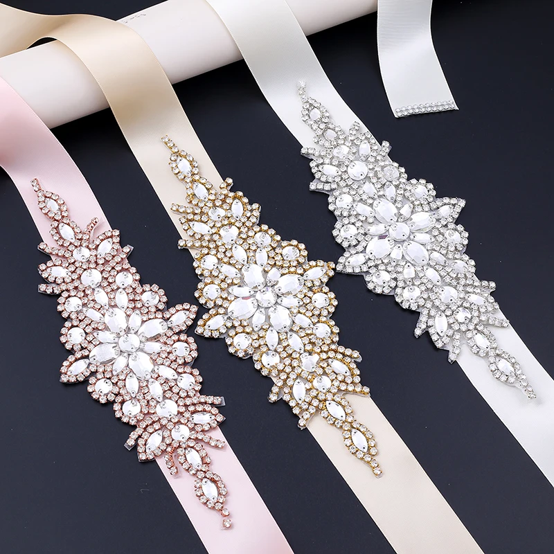 

NZUK Women's Crystal Diamond Bridal Belt Silver/Gold/Rose Gold Wedding Belts Sash For Wedding Bridesmaid Sash Women Dress Belt