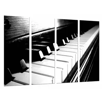 

Piano Keys and Black and White, photo print on wood, modern picture decorative 26761
