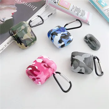 

Fashion TPU Soft Earphone Case For Apple Airpods 1 2 IMD Designer Army Camo Camouflage Earphone Skin Cover For Airpods With Hook