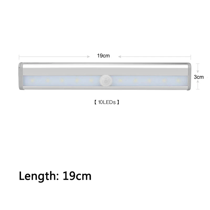 Length 19cm Светодиодный настенный светильник с датчиком движения, прикроватный светильник для спальни, зеркальный светильник для ванной комнаты, настенный светильник на батарейках, светодиодный ночник - Цвет абажура: Length 19cm