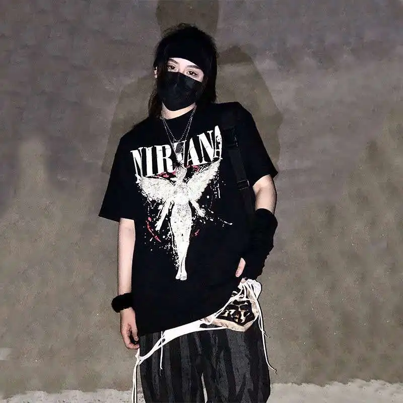 Новинка женская футболка в стиле Харадзюку Nirvana топы с коротким рукавом и принтом