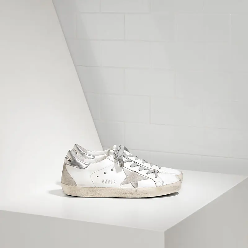 GGDB Кроссовки SUPER STAR IN PELLE E STELLA IN CAMOSCIO белый серебристый металл - Цвет: 1