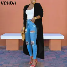 Женская блузка богемный летний кардиган VONDA Весенняя верхняя одежда женская Повседневная Свободная рубашка с длинными рукавами плюс размер кардиган S-5XL