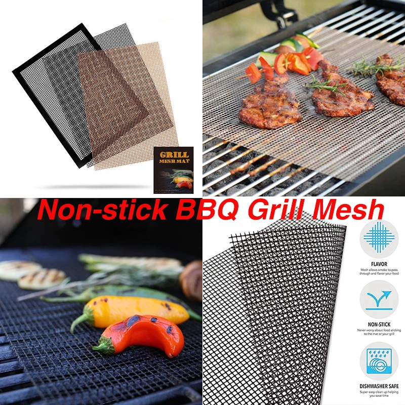 

Grid Shape Non-stick BBQ Mesh Mat Baking Liners Reusable Teflon Barbecue Wire Mesh Heat Accessories Outdoor Cooking Picnic Tools