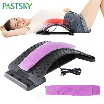 

USB Heating Arched Back Stretcher Massager Fitness Lumbar Waist Supports Stretch Spine Correction Pain Relief Lumbar Traction