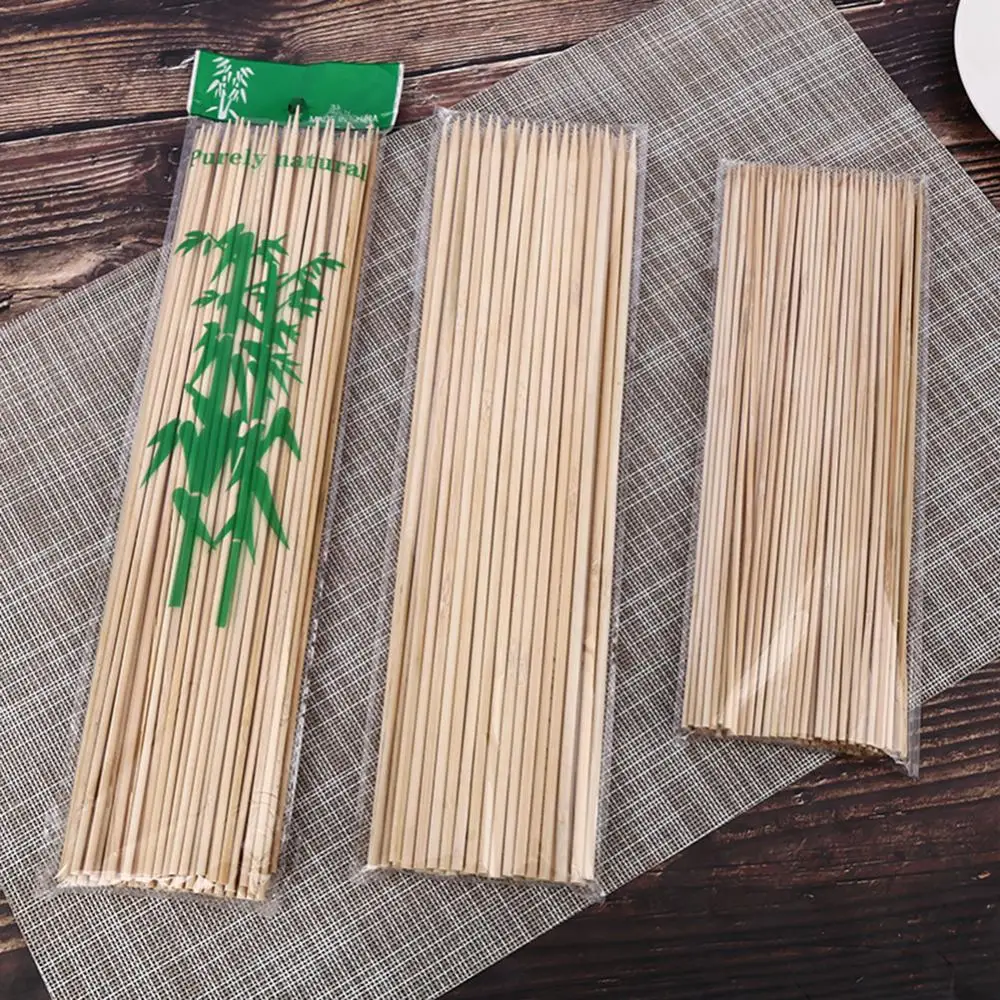 60% Hot Sale 50/100Pcs Disposable Barbecue BBQ Bamboo Skewers Meat Food Meatballs Wood Sticks Kitchen Tools Gadgets