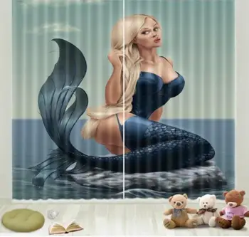 

living room bedroom curtains fish photo print curtains Customize any size home European style Creative 3D curtains
