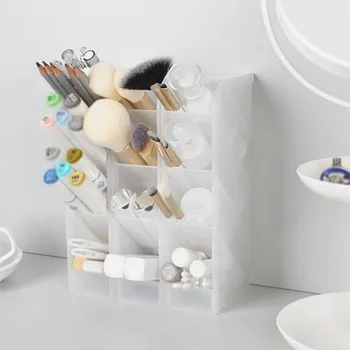 

Creative Multifunctional 4 Grid Desktop Organizer Pen Holder Makeup Storage Box Stand Box School Office Stationery