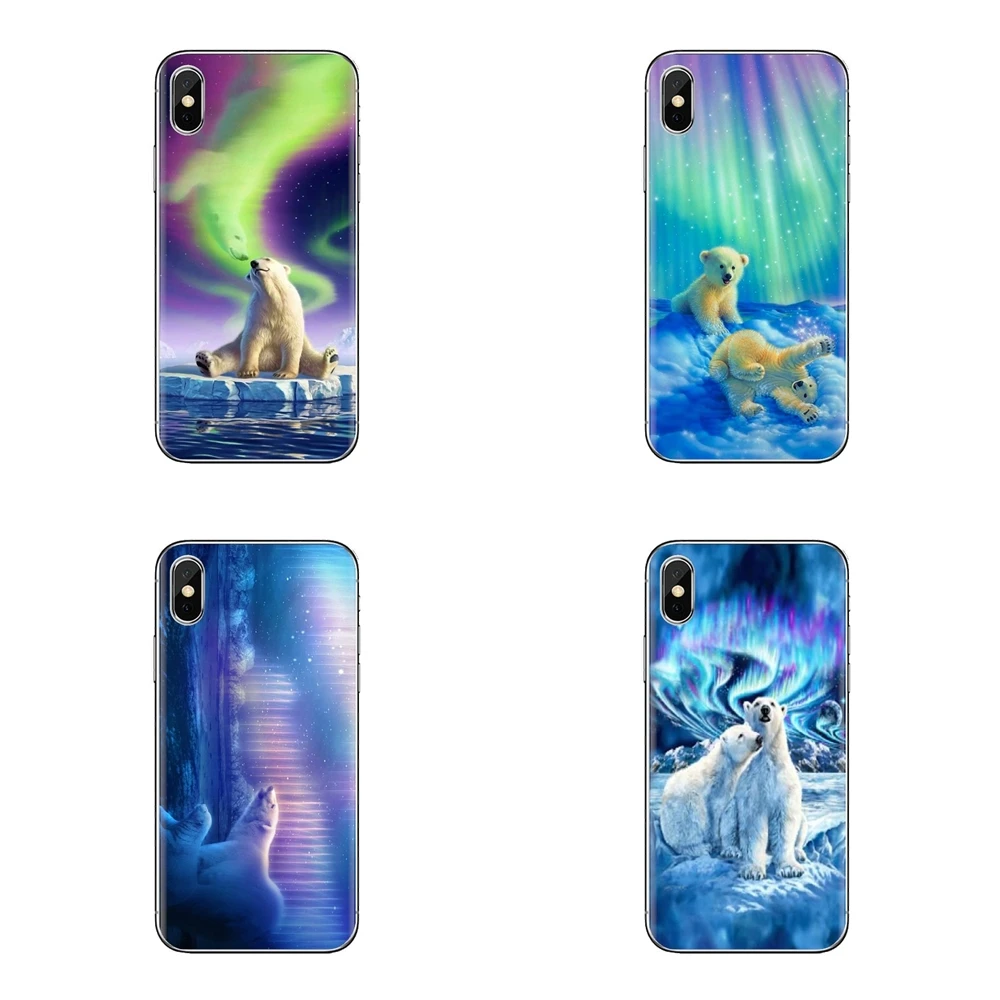 For Huawei P Smart Y6 P8 P9 P10 Plus Nova P20 Lite Pro Mini 2017 SLA-L02 SLA-L22 2i Housing Polar Bear Wallpaper Northern Lights |
