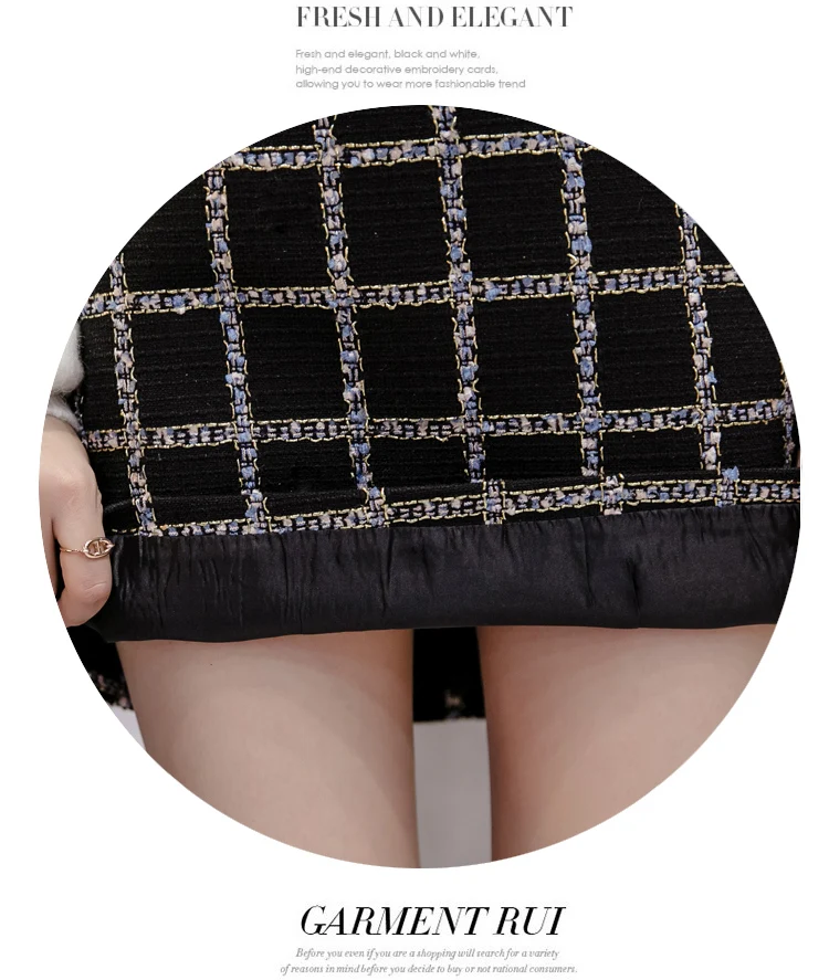 Young Gee офисная Дамская элегантная клетчатая твидовая юбка женская осень зима трапециевидная юбка женская мини юбка с высокой талией saia falda