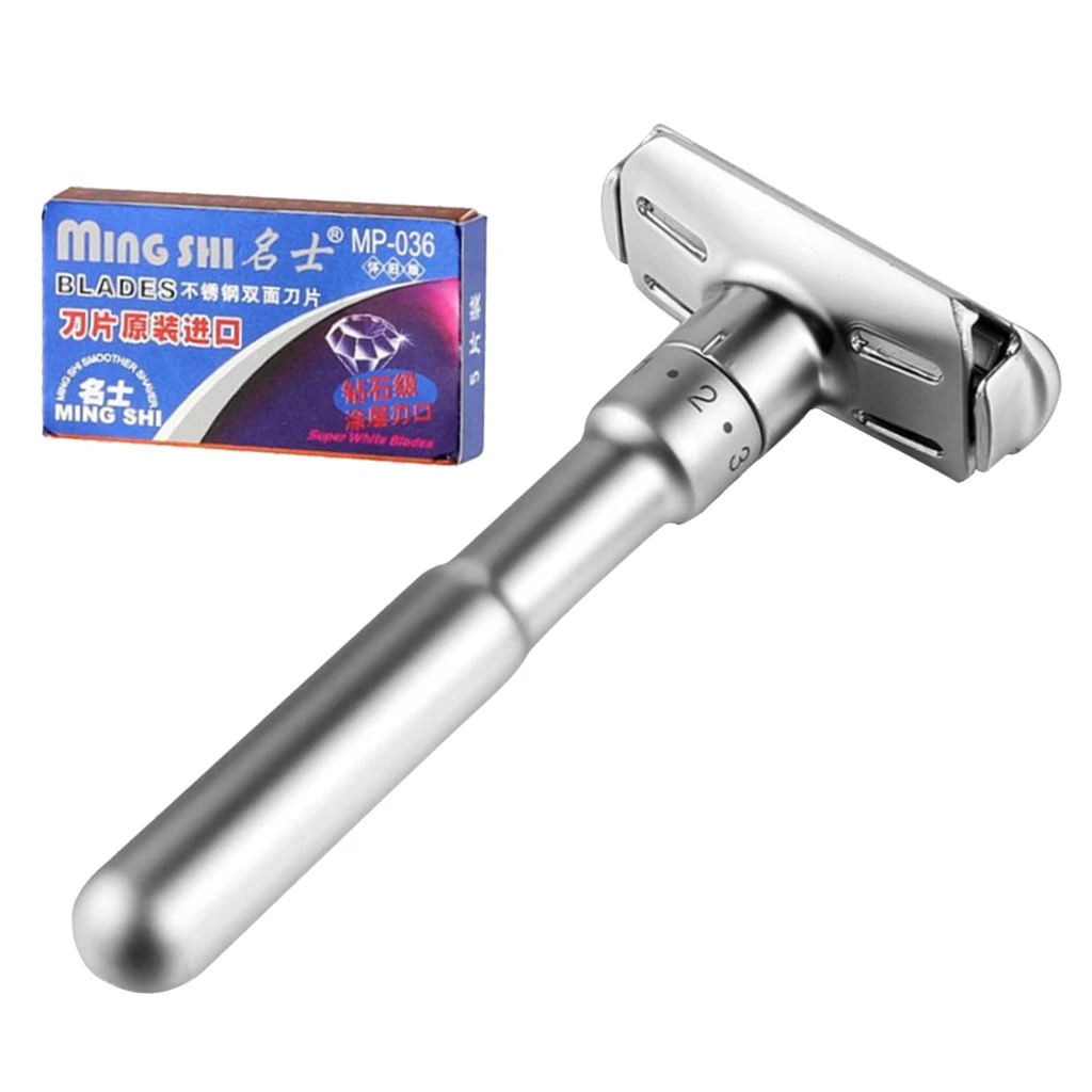 Safety Razor Men`s Double Edge Classic Manual Shaver Zinc Alloy Head Metal Razor For Shaving Hair Removal 5 Blades