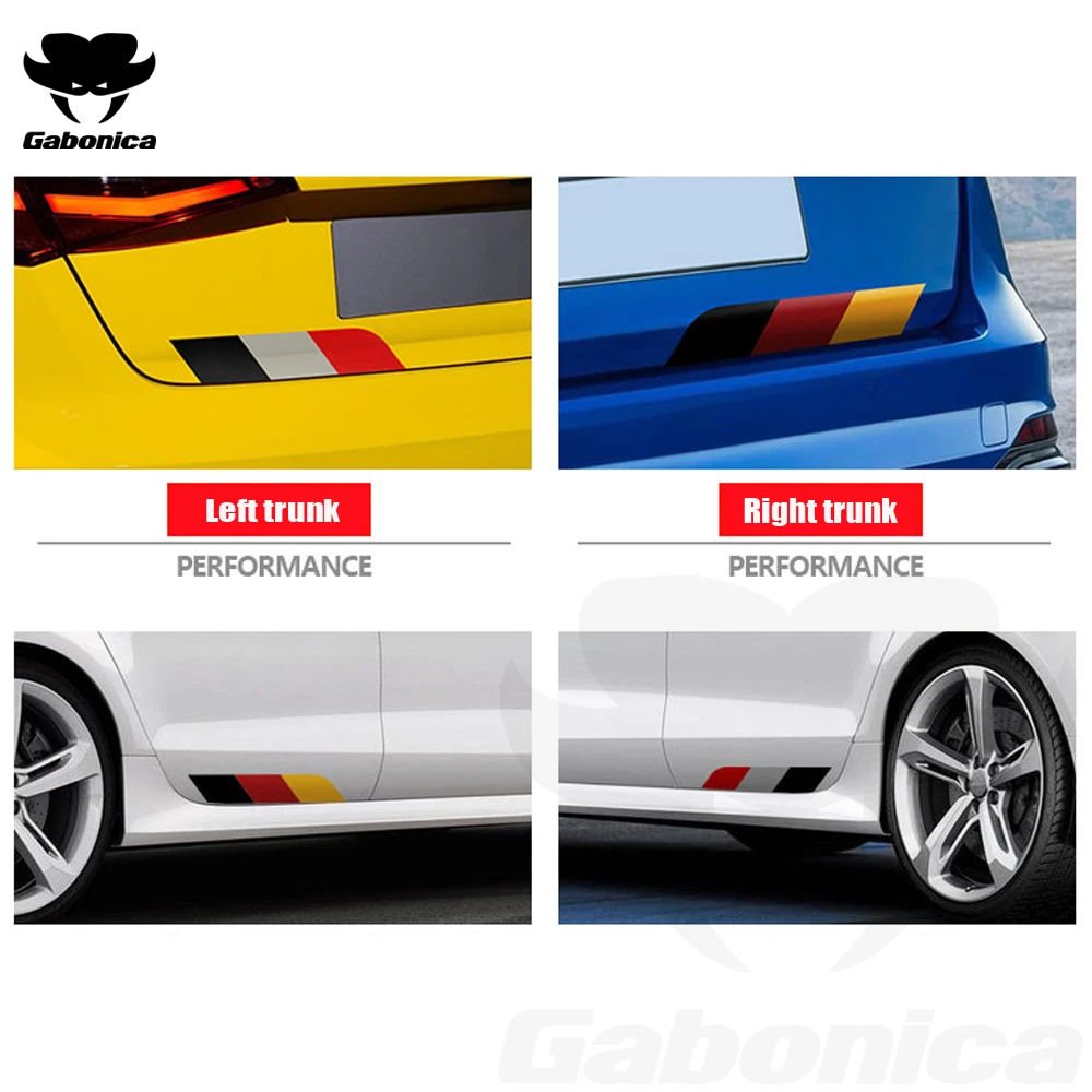 2 Pcs Tricolor Stripe Car Decal Door Side Stickers For Audi TT A3 A4 A5 A6 A7 A8 B5 B6 B7 B8 8P C6 C5 C7 Q2 Q3 Q5 Q7 Q8 RS4 RS6