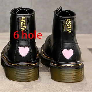 1688-11-6holeHeartTK COWCOM/; Ботинки martin из натуральной кожи; Женская обувь в британском стиле ретро; локомотив; полусапожки до середины голени; сезон осень-зима; FJM - Цвет: 1688-11-6holeHeartTK