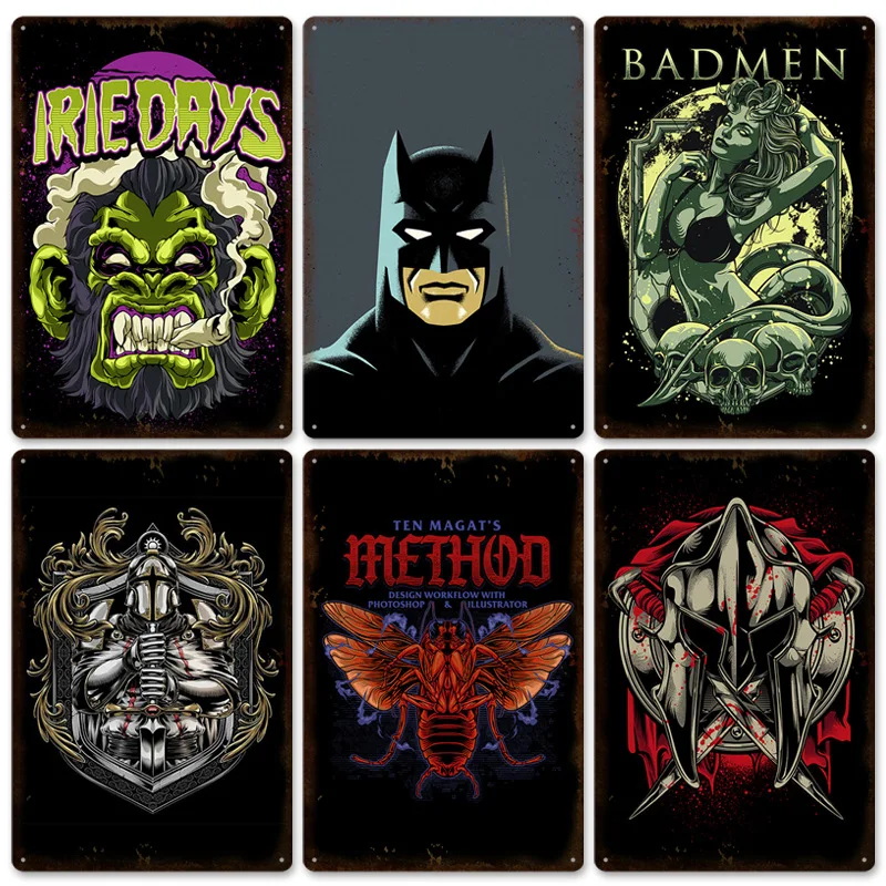 Жестяная вывеска украшение для детской комнаты винтажный череп мультяшное