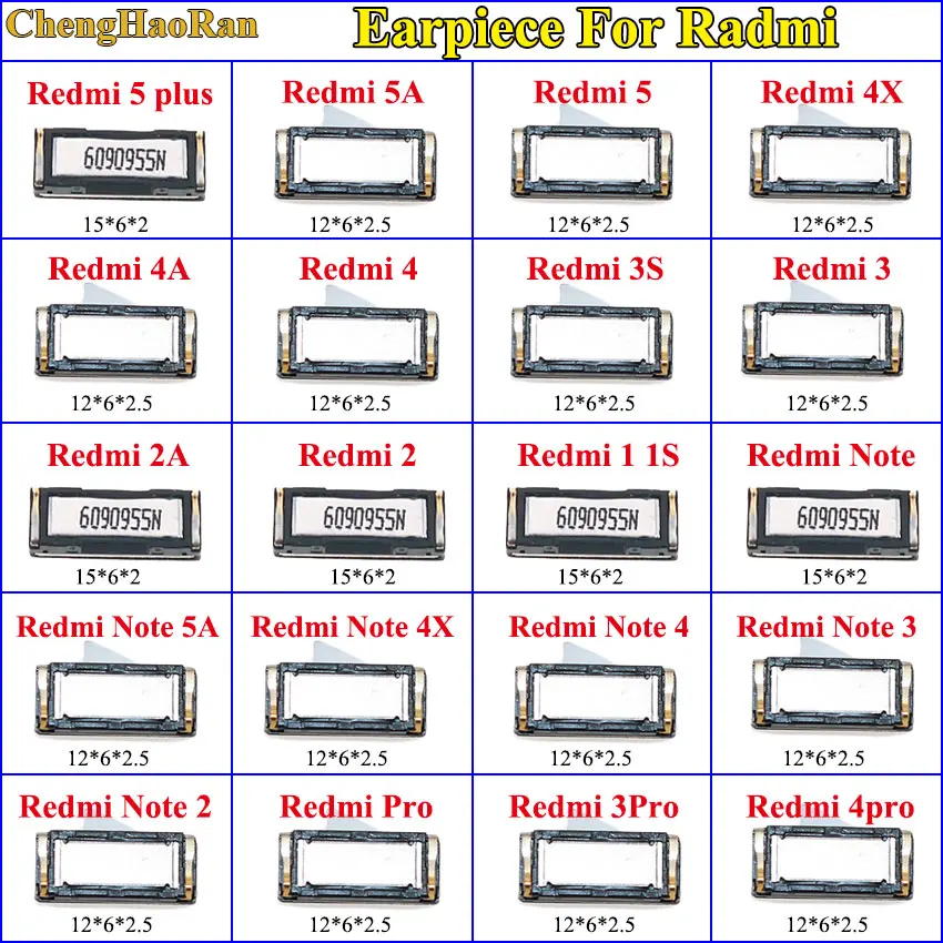 

ChengHaoRan 3pcs For Xiaomi Redmi 1 1s 2A 3s 5 Plus Note 2 3 4 4x 5A 3 pro Earpiece Speaker Sound Speaker Receiver Repair Parts