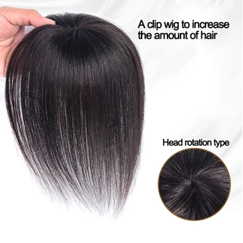 

DIANQI Women Toupee With Bangs Synthetic Power Straight Artificial-Material Hair Hand-made Topper Hairpiece Natural Hair ClipIns