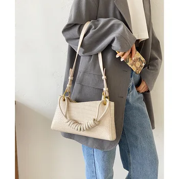 

Summer small bag underarm bag female 2020 summer new trendy niche stone pattern baguette bag shoulder bag