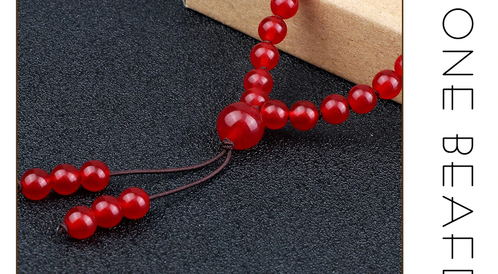 Vintage Halskette mit 108 Mala-Perlen, Karneol, roter Naturstein, handgefertigt, geknotet, Meditation, Yoga, Schmuck, Damen und Herren, Glücksarmbänder – Detail 12