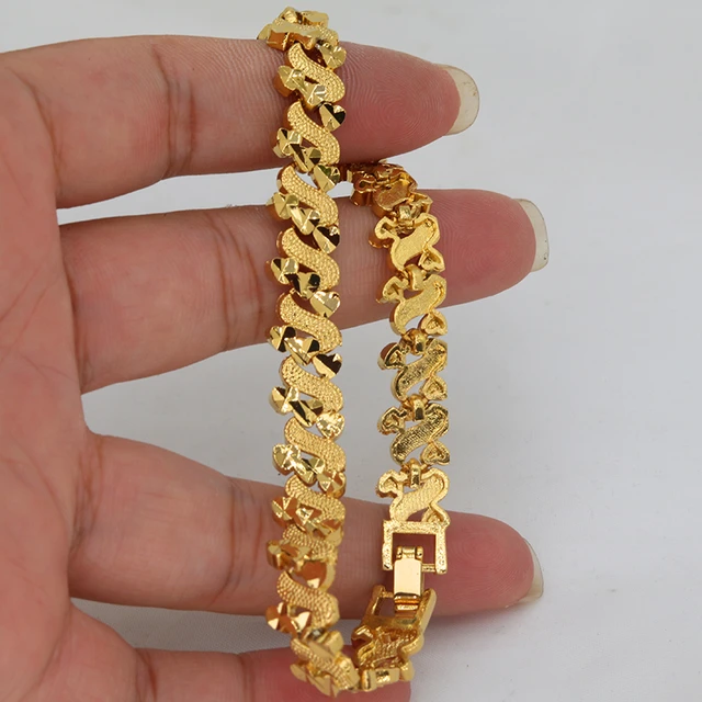 Luxury Mens Women Hand Chain Bracelets Male Wholesale Bijoux Gold Color Chain  Link Bracelet For Men Women engagement gift - AliExpress