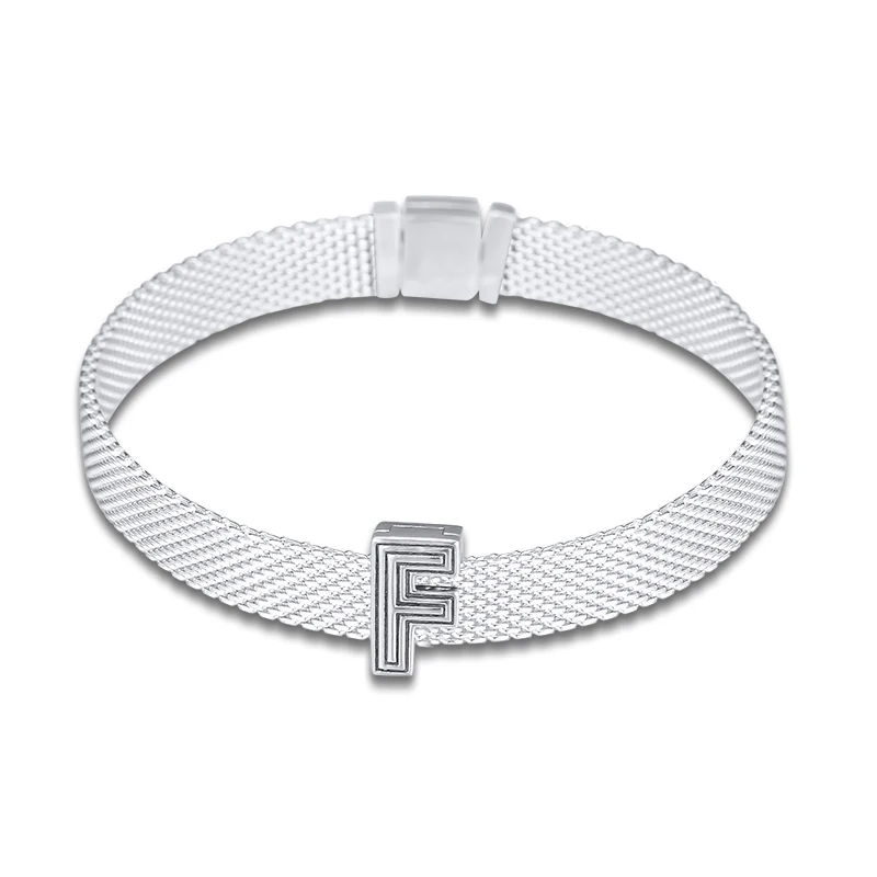 DIY Подходит для Pandora шармы браслеты буквы F клип бусины стерлингового серебра 925-ювелирные изделия