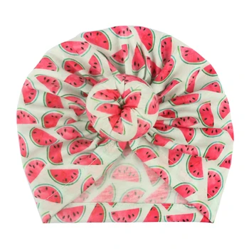 

2020 Cute Watermelon Printed Head Wrap Twisted Headscarves Turban Children Infant Hair Hats Bandanas Scarf Printed Top Knot Caps