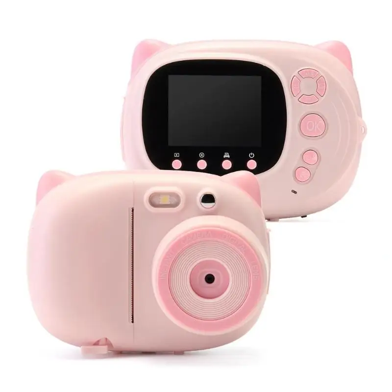 ALLOYSEED детский фотопринтер камера s Instax камера P02 WiFi 1080P Мини Милая цифровая камера видеокамера - Цвет: Красный / розовый