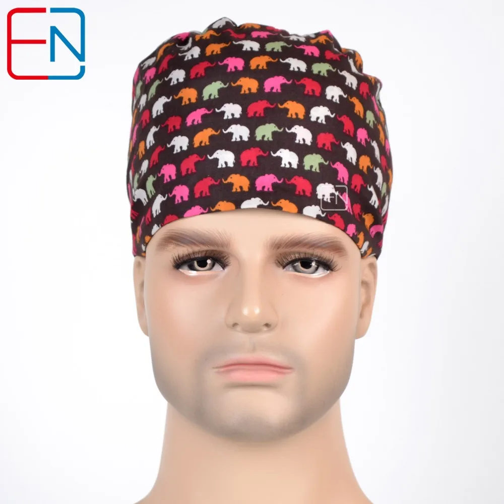 

Hennar Surgical Scrub Caps Comfortable Top Material Adjust Freely Caps Mask With Sweatband 100% Cotton For Medical Hospital Caps